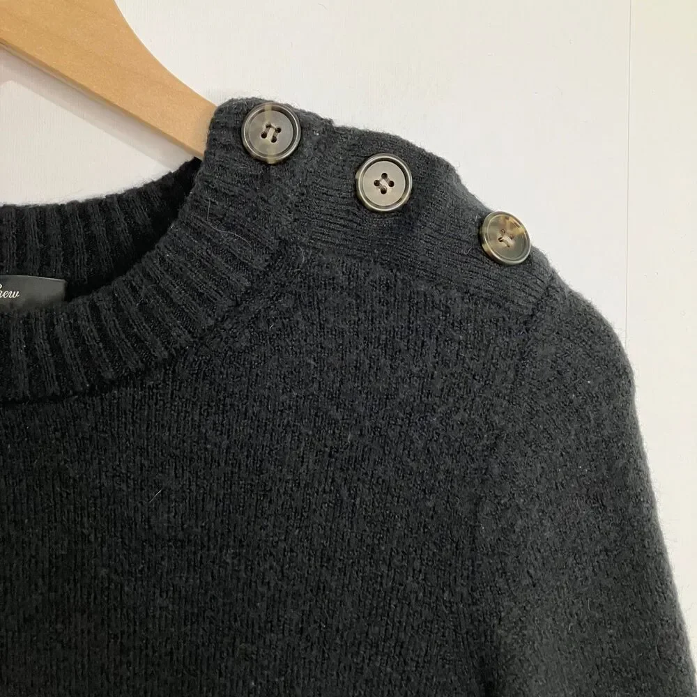 J. Crew Sweater Women Size XXS Black Alpaca Merino Crew Neck